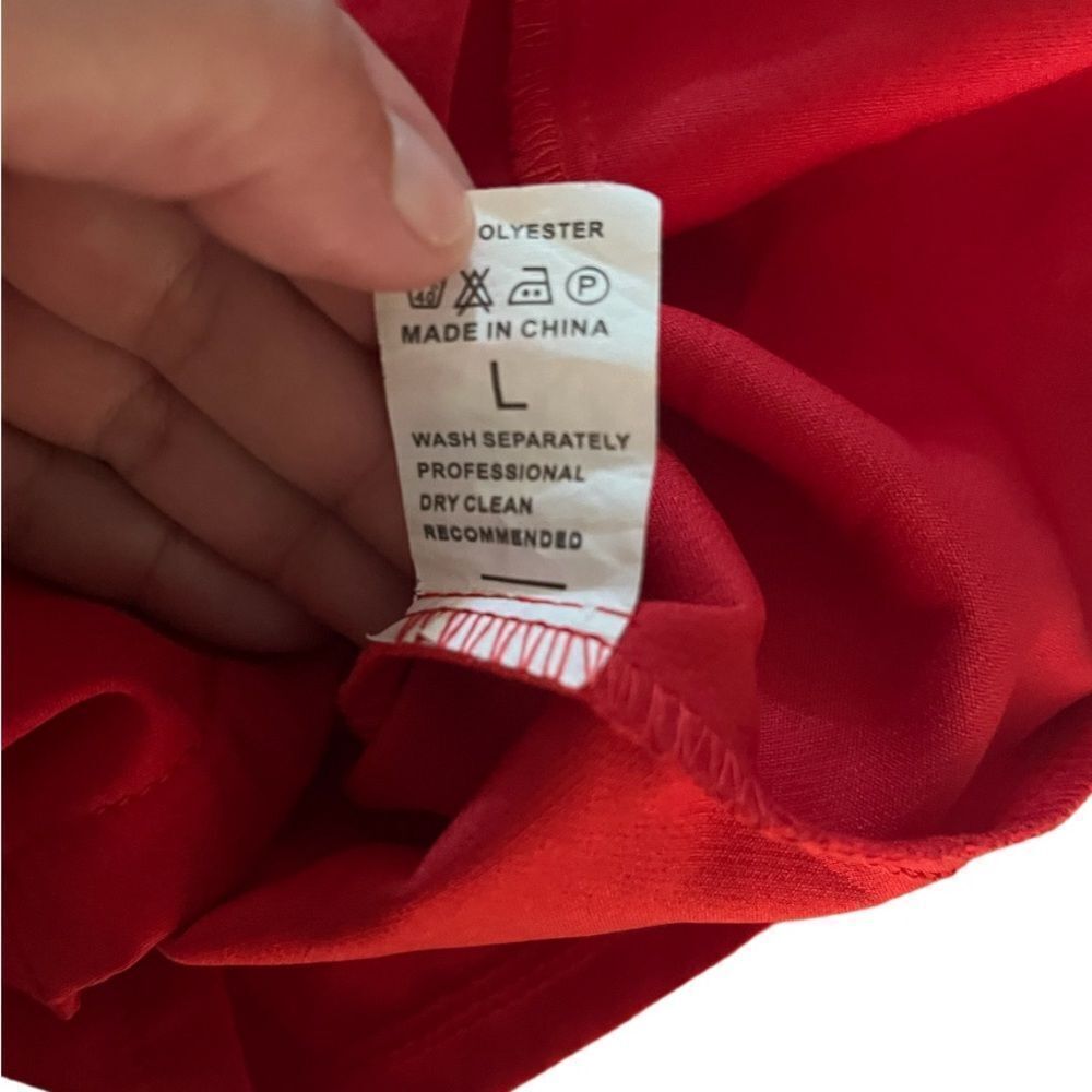 Chic Button High Waist Shorts Women Size Large Red Zip Closure - Picture 3 of 4